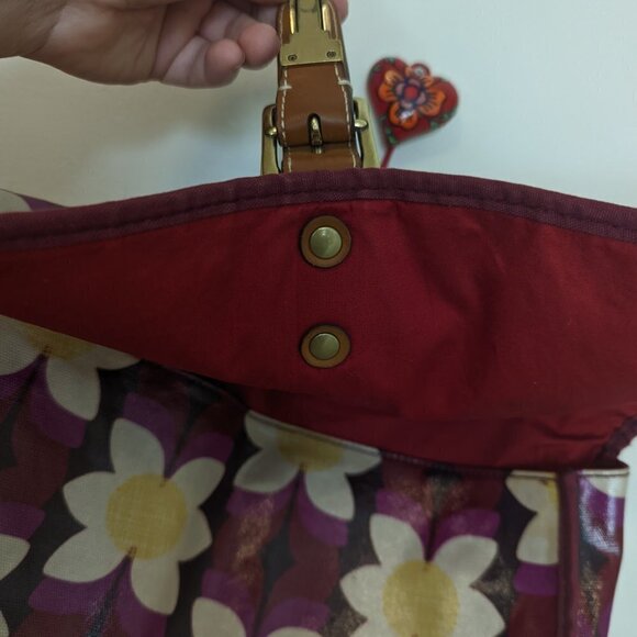 Fossil Oil Cloth Floral Satchel Crossbody Shoulder Bag Midcentury Pattern - Picture 7 of 10